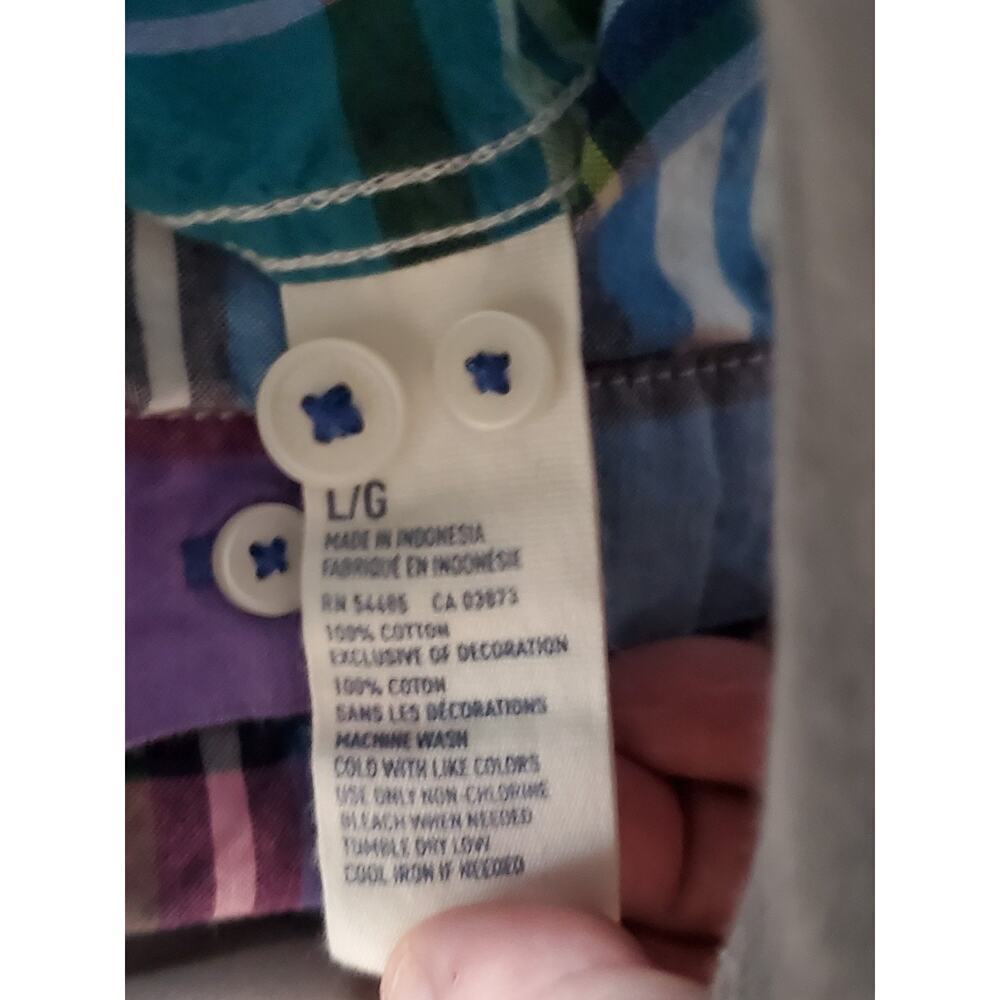 American Eagle Shirt Mens Large Green Blue Plaid Check Classic Fit Button Down - Picture 5 of 12